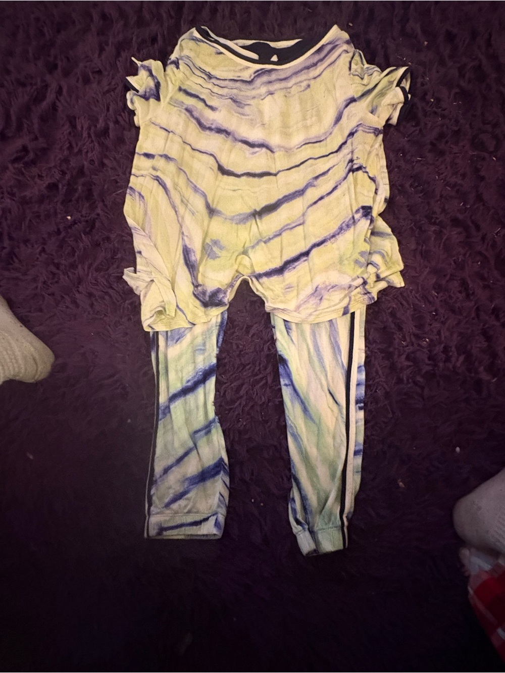 Tie-Dye Leggings and Top Set - Yellow & Blue